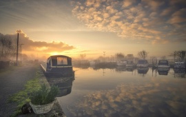 River Boat On Morning Sunshine