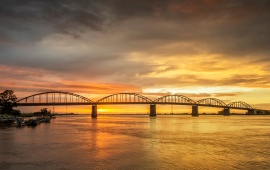 River Bridge At Sunset