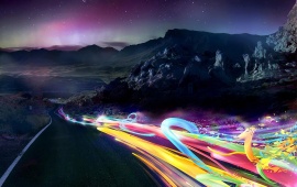 Road And Rainbow Lights