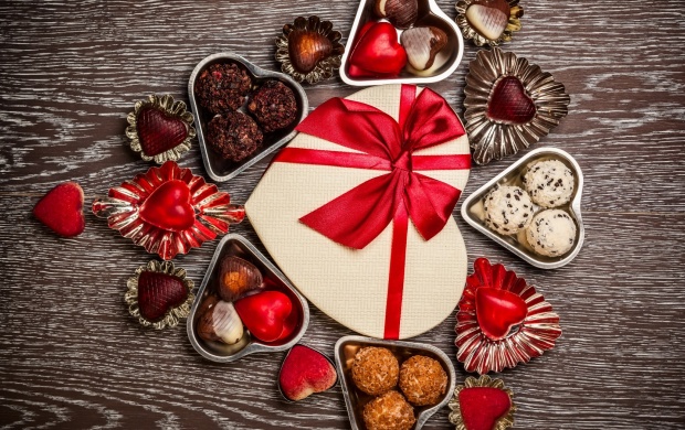 Romantic Chocolate Hearts And Sweet Gift
