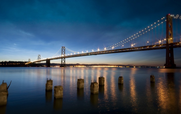San Francisco Bay Bridge Sky Night California