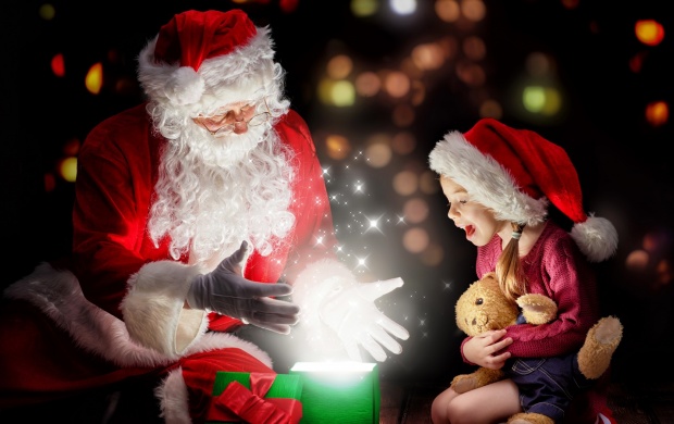 Santa Claus Gift Magic And Baby