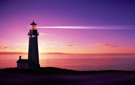 Sea Coast And Lighthouse Sky