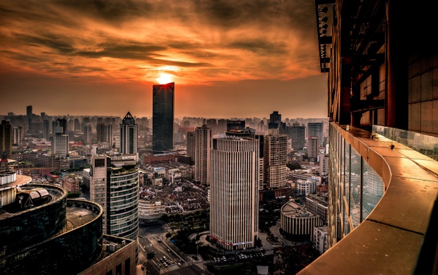 Shanghai China Sunset Buildings (click to view)