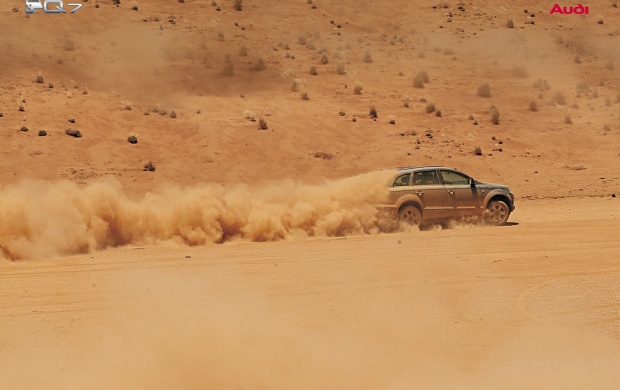 Silver Audi Q7 in desert (click to view)