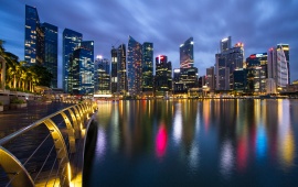 Singapore Skyscrapers Night Lights