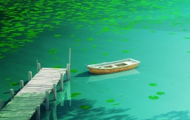 Small Boat on Green Water Lake