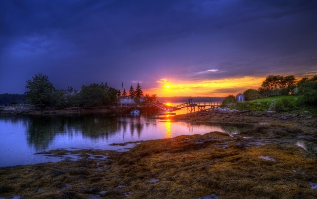 Small Lake Coast And Sunset (click to view)