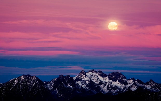 Snow Mountains Alps Moon (click to view)