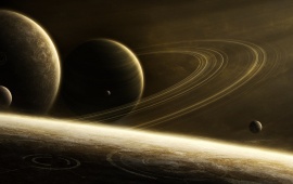 Space Ring Planets Art