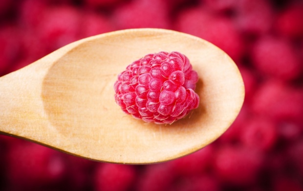 Spoon On Pink Raspberries (click to view)
