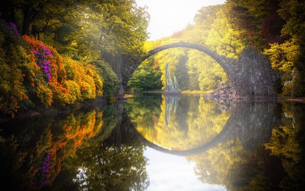 Stone Bridge Over Forest Lake (click to view)