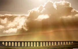 Sun Rays Over a Viaduct