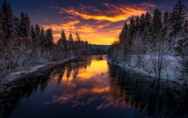 Sunset And Winter River