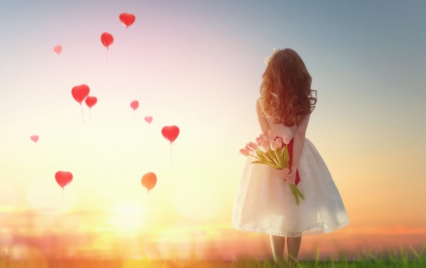 Sunset Girl Love Balloons (click to view)
