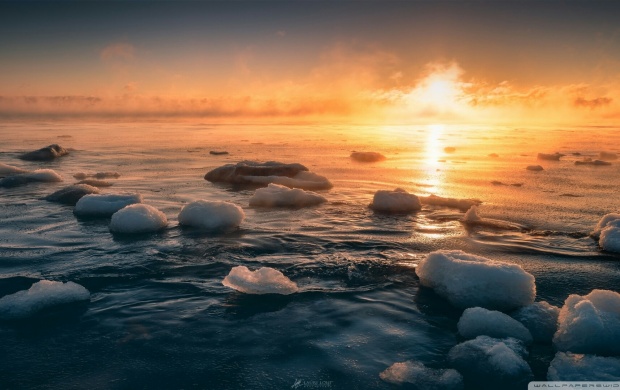 Sunset Over the Snowy Water (click to view)