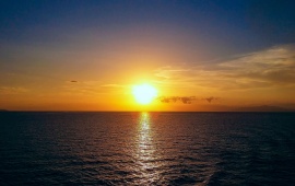 Sunset Sea Horizon Reflection