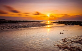 Sunset Sea Rocks Low Tide