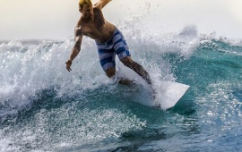 Surfer Surfboard Sea Waves Horizon