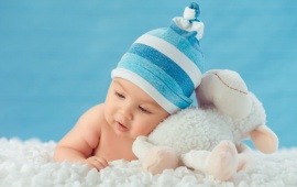 Sweet Baby And White Sheep Toy
