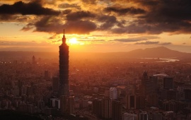 Taipei City At Sunset