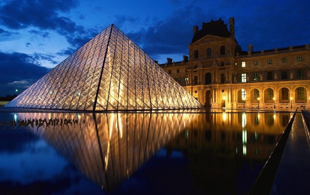 The Louvre Pyramid At Blue Hour
