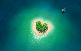 Tropical Island In Form Of Heart