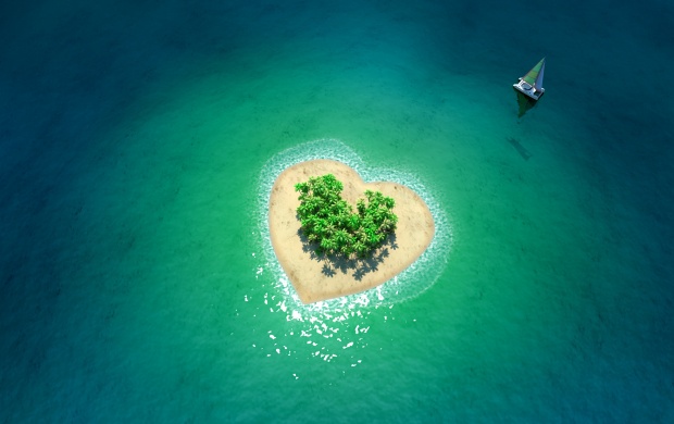 Tropical Island In Form Of Heart