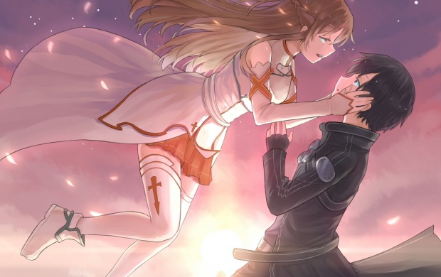 Two Anime Couple At Sunset