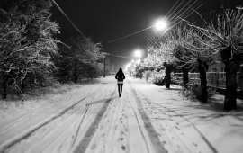 White Snow Night Alone Girl