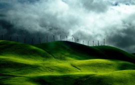 Wind Farm On Green Hills