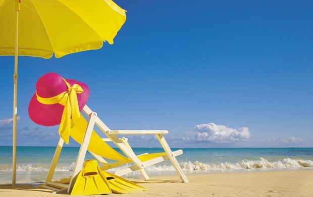 Yellow Beach Chair and Umbrella (click to view)