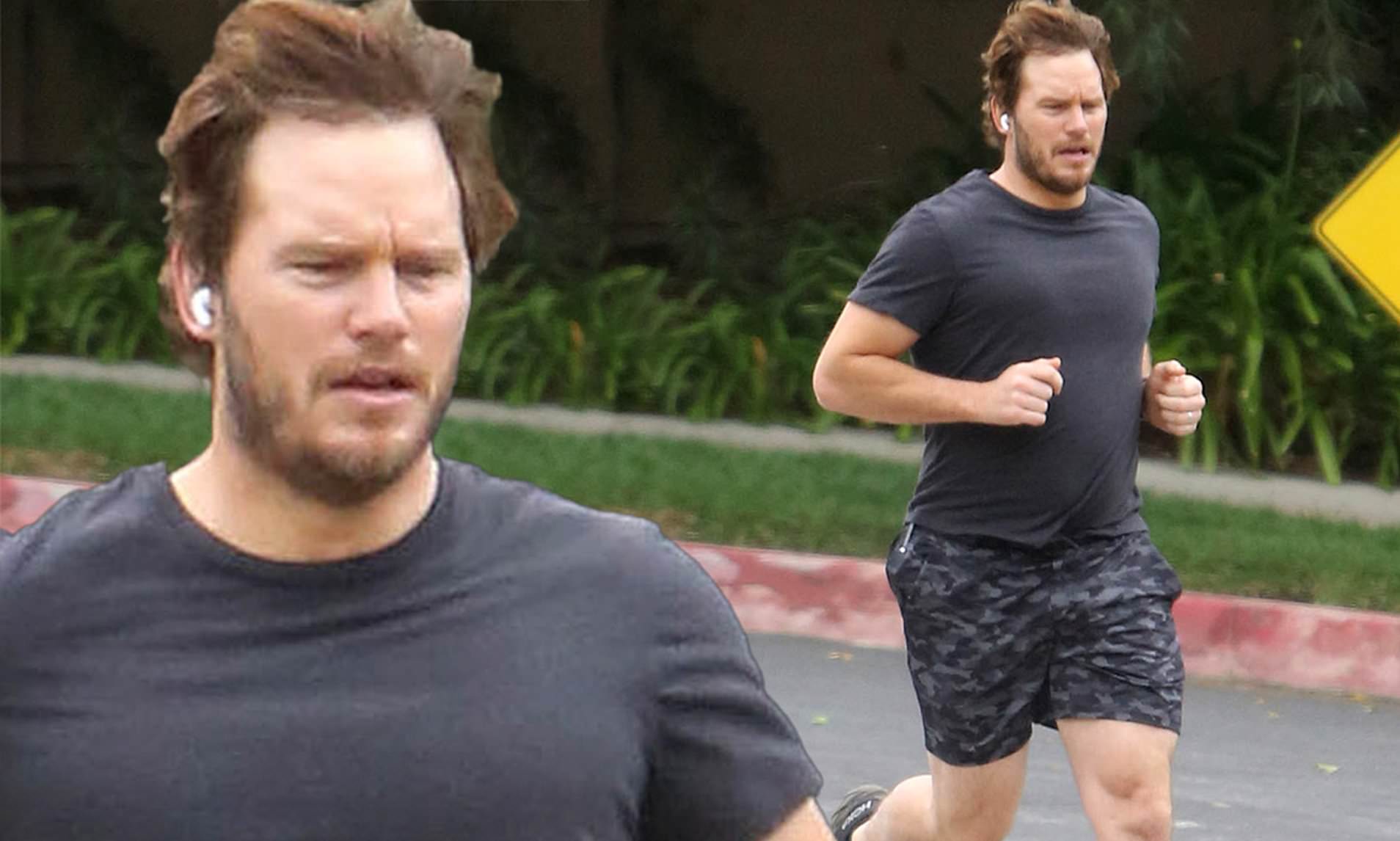 chris Pratt Puts In The Work Running Up A Hill In Los Angeles During Workout In Allgrey Outfit Daily Mail Online