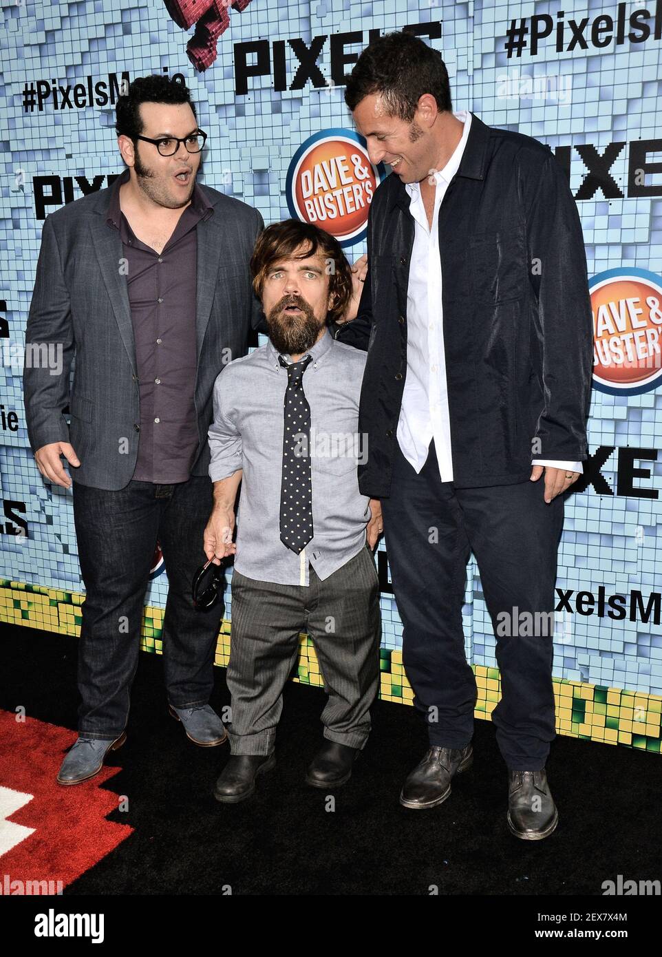 josh Gad Peter Dinklage And Adam Sandler Attends The New York Premiere Of Pixels Please Use Credit From Credit Field Stock Photo Alamy