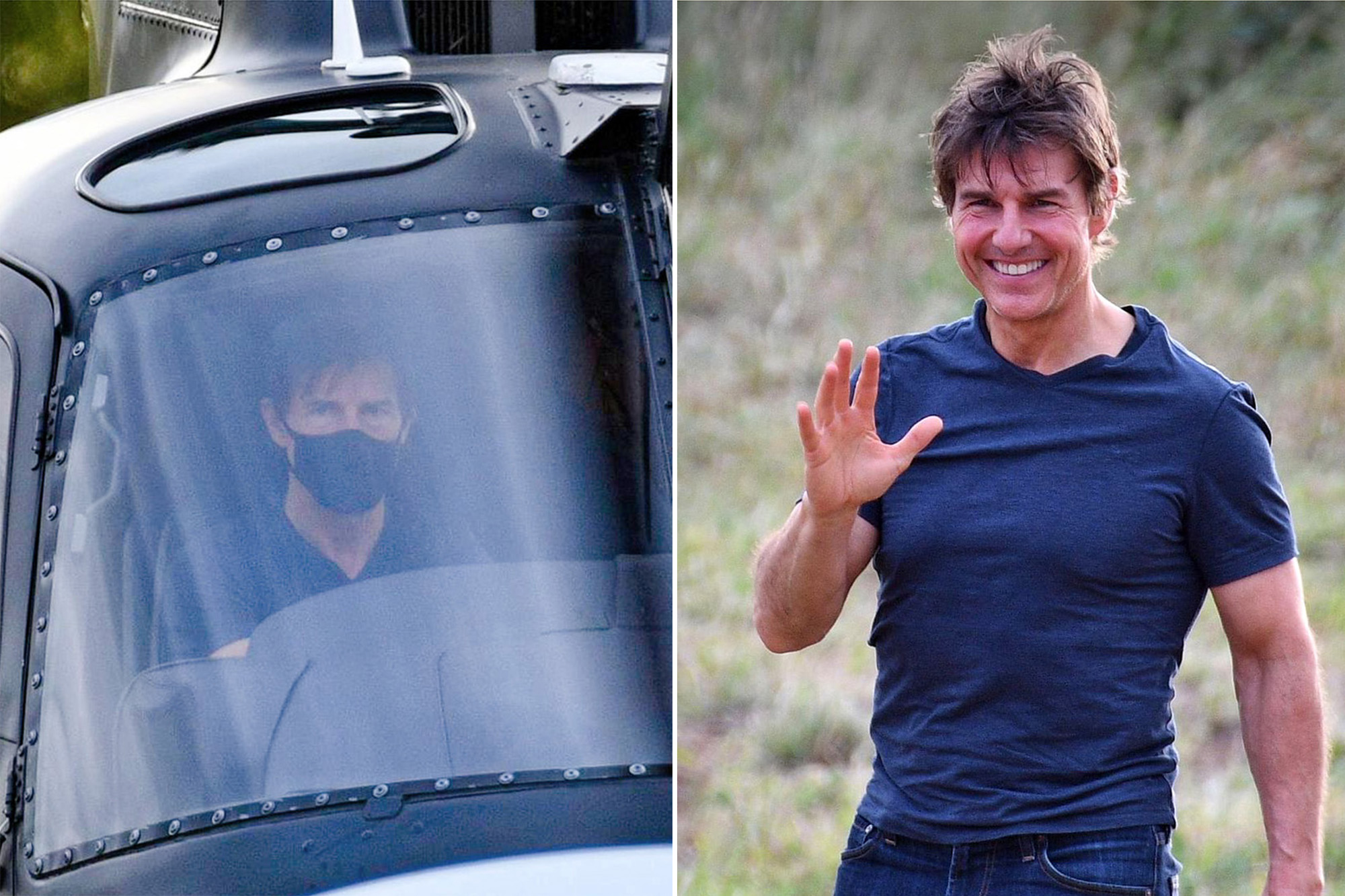 tom Cruise Lands Chopper Filming Mission Impossible