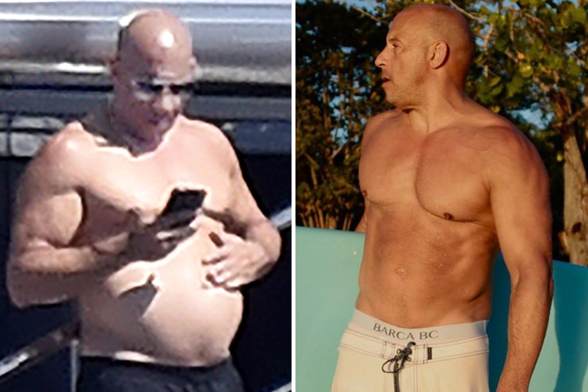vin Diesel Looks Unrecognizable In New Shirtless Photos As The Actor Rubs His Belly While Boating In Portofino