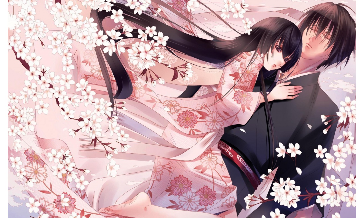 Anime Couple Pink Flower