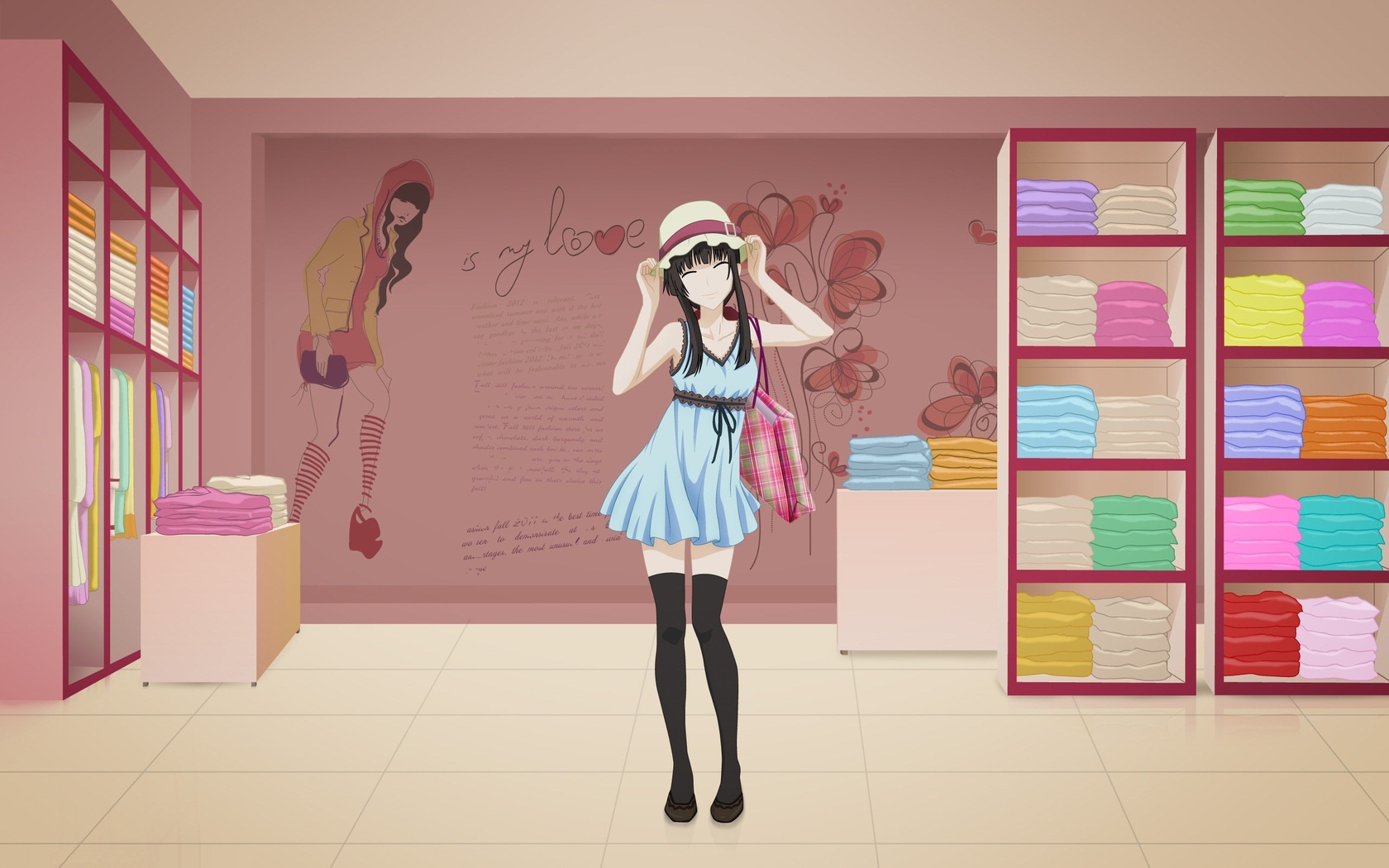 Anime Girl In Clothing Shop