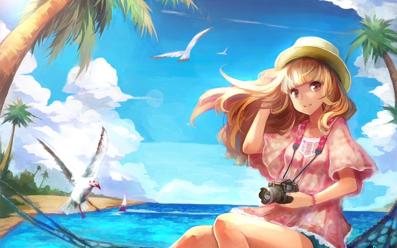 Anime Girl On The Beach