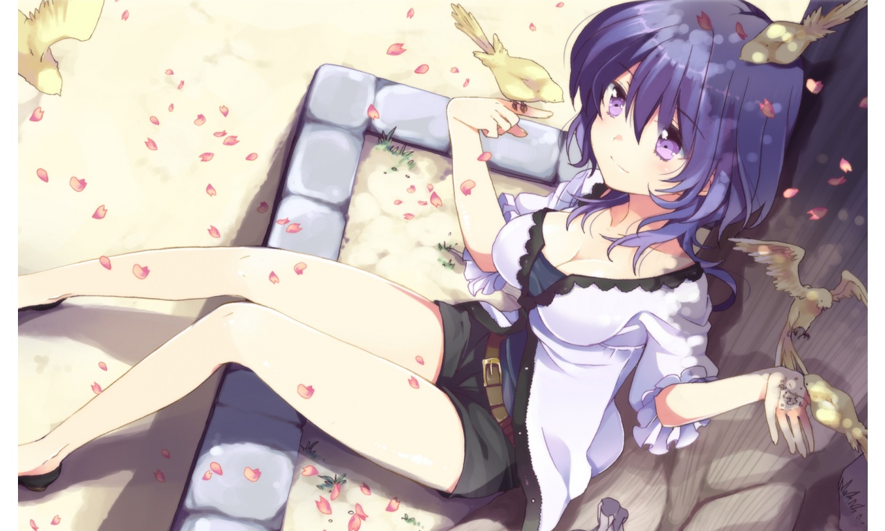 Anime Girl Short Purple Hair