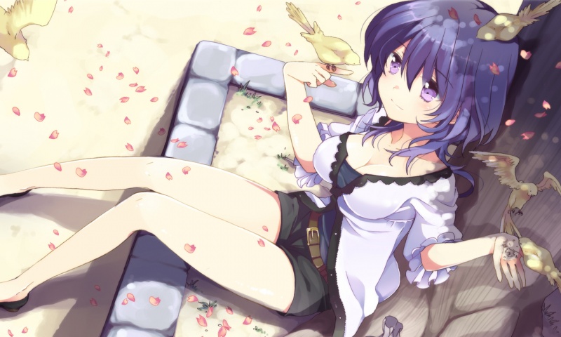 Anime Girl Short Purple Hair