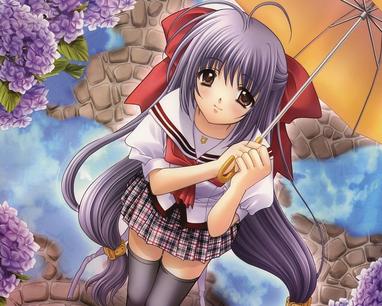 Anime School Girl With Umbrella