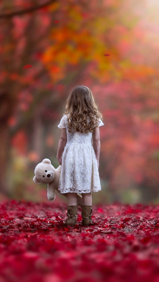 Autumn Sad Lonely Little Girl