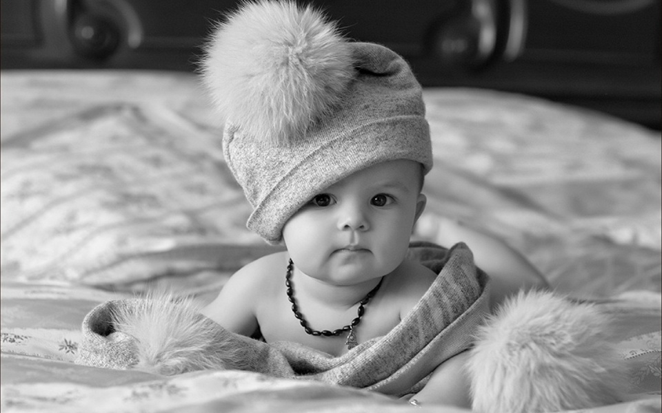 Black And White Baby With Hat