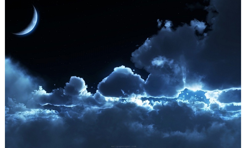 Blue Clouds And The Moon