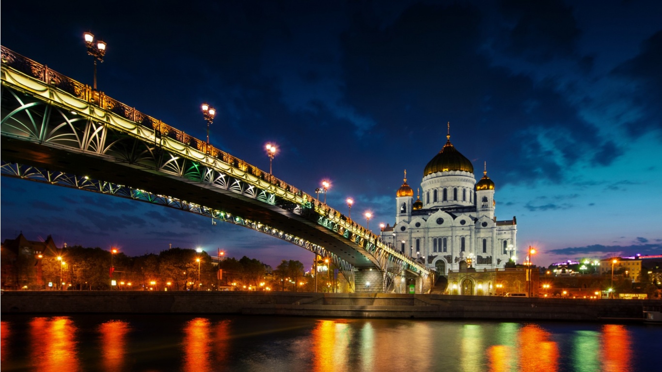 Cathedral Of Christ The Savior Russia Sunset