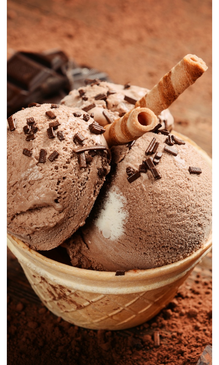 Chocolate Ice Cream On Wooden