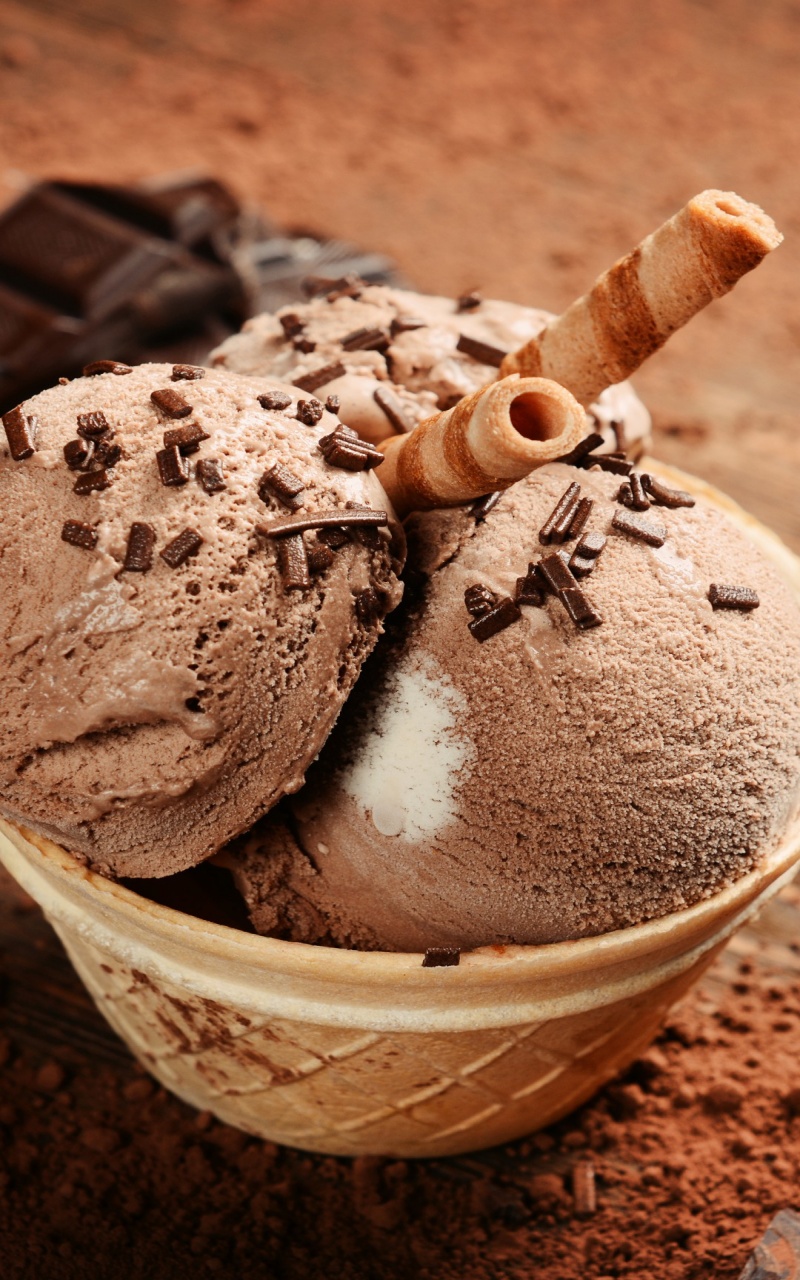 Chocolate Ice Cream On Wooden