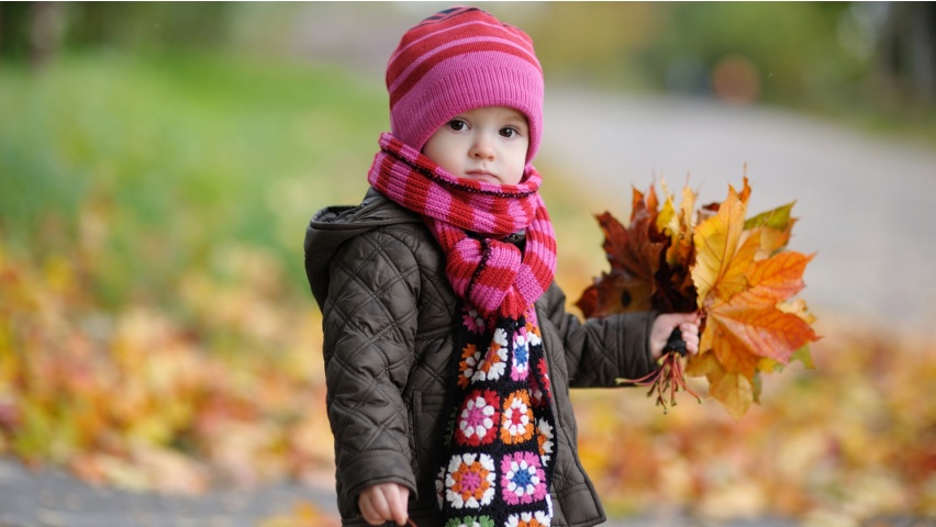 Cute Baby In Autumn