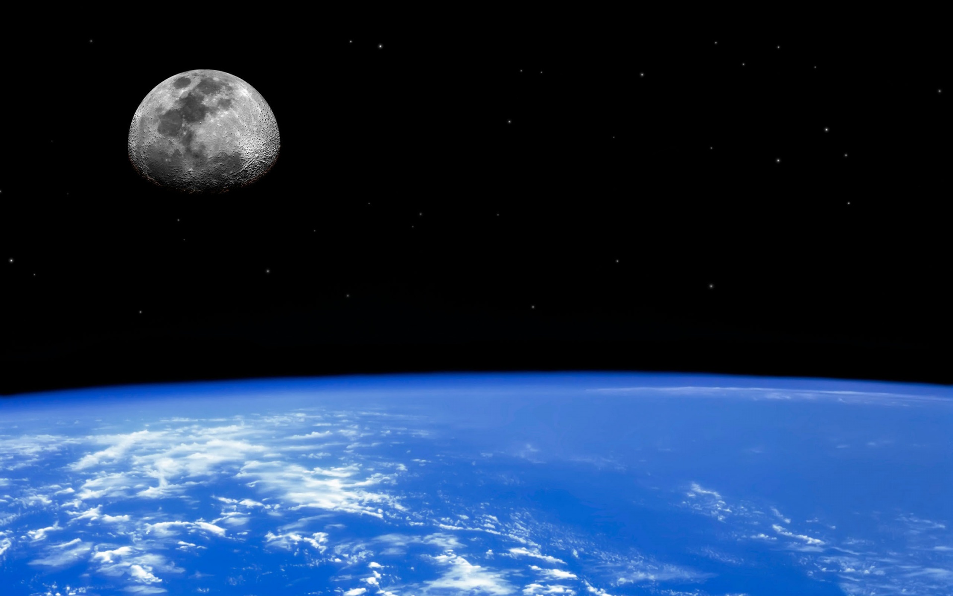 Earth Space And The Moon
